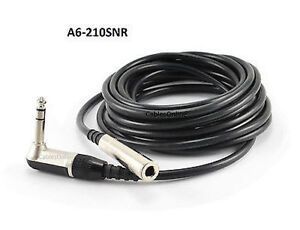 10ft Rean 1/4" (6.3mm) Right-Angle Stereo Male to Female Extension Audio Cable