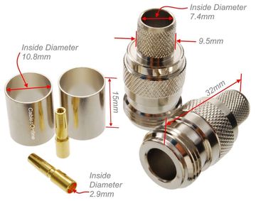 N Female Crimp Type RF Connectors for RG8/RG213/LMR400 Coax Wire