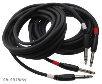 15ft Dual 1/4" TRS Stereo Male/Male Plugs Noise Free "2-Single" Audio Cables
