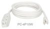 10ft 3-Outlet Power Extension Cord, 16AWG, NEMA 5-15P to 3 NEMA 5-15R, White