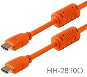 10ft High Speed HDMI Male/Male 28AWG Cable with Ferrite Cores, Orange