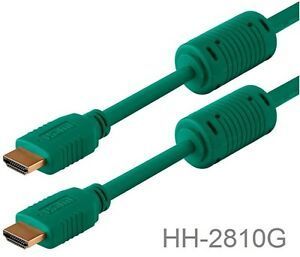10ft High Speed HDMI Male/Male 28AWG Cable with Ferrite Cores, Green