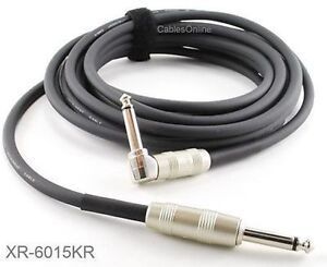 15ft. Kirlin 1/4" Mono Straight/Right-Angle Male/Male Instrument Cable