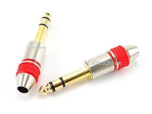 Quality 1/4 inch Stereo TRS Male Plug Gold/Silver Connector