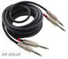 20ft Kirlin Dual 1/4" TRS Stereo Male to Male Noise Free Black Audio Cable