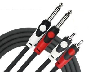 Kirlin Dual-RCA Male to Dual 1/4" TS Male Oxygen-Free-Copper Audio Cable, RW
