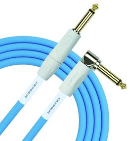 Kirlin 1/4" Mono M/M Straight to Right Angle Instrument Cable, Blueline