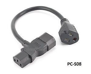 12" Computer Monitor Extension w/ AC Power Liberator Cable C13/C14 to 5-15R