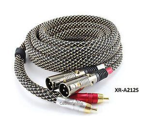 12ft CablesOnline Pro Series 2-RCA Male to 2-XLR Male Audio Cable