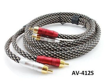 12ft Premium 2-RCA 24K Gold-Plated Male / Male Braided Sleeve Stereo Audio Cable