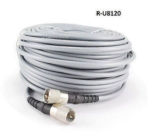 120ft RG-8/U Mini (RG8X) Coax UHF PL-259 Male/Male Grey Antenna Cable