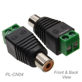 RCA Female Jack to 2-Screw Terminal Block Audio/Video Connector