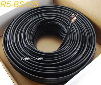 125ft Siamese RG59/U 95% 2-Conductor/18AWG Copper CCTV Bulk Cable, Black