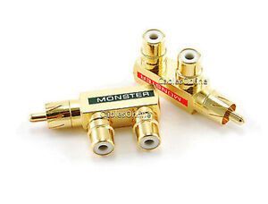 RCA Gold-Plated 1-Male/2-Female Slim Line Signal Splitter Adapter