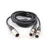 1ft Mini XLR Male to 2x Mini XLR Female Lapel Mic Y-Splitter Audio Cable