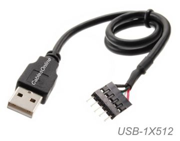 12-inch USB 2.0 A-Male to (1x5) 5-Pin IDC Motherboard Connector Adapter Cable