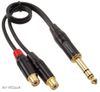 1/4" (6.3mm) TRS Stereo Male to 2-RCA (Left/Right) Female Audio Cable