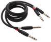 Dual 1/4" TRS Stereo Male to Male Plug Noise Free Black Audio Cable