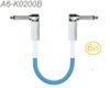 6" Kirlin Right-Angle 1/4" Mono Male/Male Effects Pedal Instrument Cable, Blue