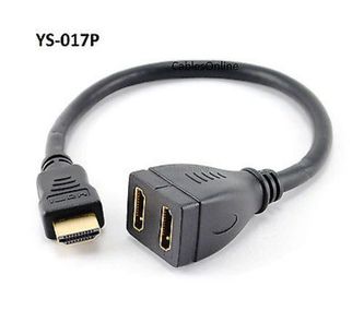 1ft Compact HDMI Male to 2-Female Splitter Adapter Cable
