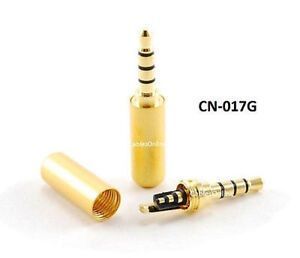 High-Quality 3.5mm 1/8" Stereo TRRS 4-Pole Male Plug Connector, Gold
