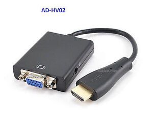 HDMI Digital Signal to VGA Analog Signal Converter Adapter w/ USB Power Cable
