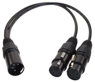 1ft XLR 4-Pin 1-Male to XLR 4-Pin 2-Female Y-Splitter Cable