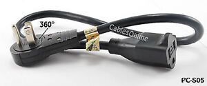 18" Rotating 360 Degree Flat Plug Power Extension Cord NEMA 5-15P/5-15R