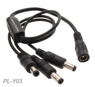 DC Power Splitter Cable 1-Female/3-Male for Security Cameras & More