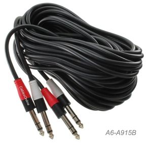Dual 1/4" Stereo TRS Male to Male Shielded Instrument Pro Audio Cable