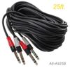 25ft Dual 1/4" Stereo TRS Male to Male Shielded Instrument Pro Audio Cable