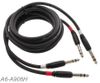 6ft Dual 1/4" TRS Stereo Male to Male Plug Noise Free Black Audio Cable