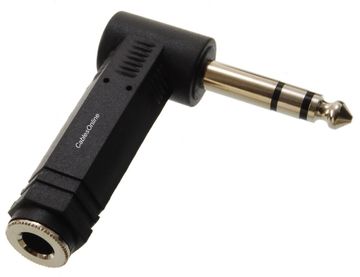 Right-Angle 1/4" (6.35mm) TRS Stereo Male to Female Audio Adapter