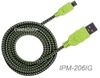 6ft Braided Hi-Speed USB A Male to Micro-B Male Device Cable, Black/Green 6ft Braided Hi-Speed USB A Male to Micro-B Male Device Cable, Black/Green