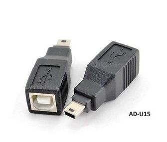USB 2.0 Mini-B 5-Pin Male to USB B Female Converter Adapter
