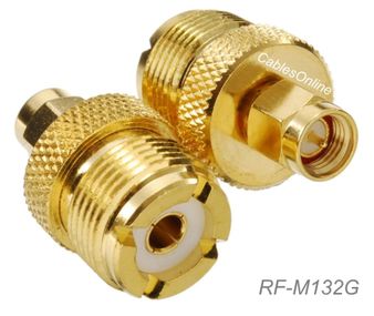 UHF SO-239 Female to SMA Male 50-ohm Coaxial RF Adapter, CablesOnline RF-M132G