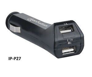 USB 2-Port MP3, iPhone, GPS, Tablet, Car Charger Cigarette Lighter Adapter