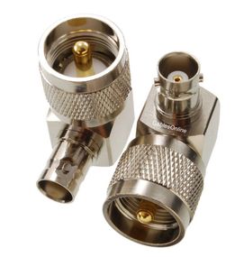 Right-Angle BNC Female to UHF PL259 Male RF Coaxial Adapter