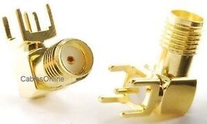 SMA Female Jack PCB Mount, Gold Plated Right-Angle RF Connectors