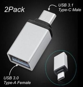 USB 3.1 Type-C Male to USB 3.0 Type-A Female OTG Adapters , Silver