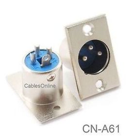 XLR 3-Pin Male Jack Panel Mount, Nickel Plated Connector
