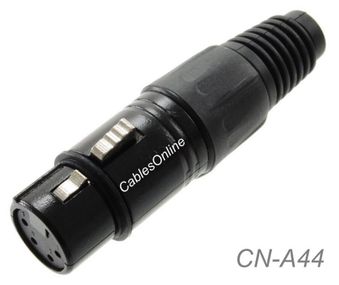 XLR 4-Pin Female Solder Type Black Metal Connector