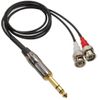 4ft 6.3mm (1/4") TRS Male to 2x BNC Male RG174 Splitter Cable