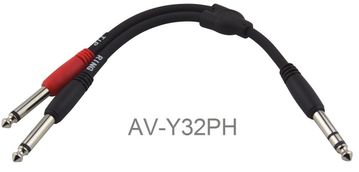 6-inch 1/4" Stereo Male to Dual 1/4" Mono Male (Left/Right) Y-Cable