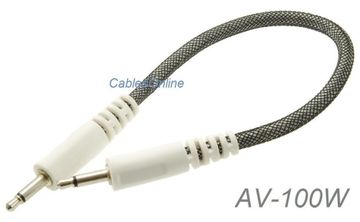 6-inch 3.5mm Mono TS Audio Male to Male Flex/Durable White Short Jumper Cable