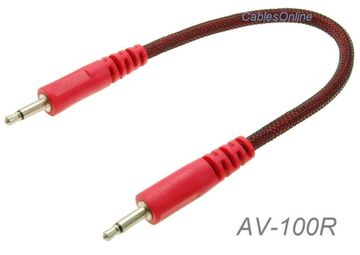 6-inch 3.5mm Mono TS Audio Male to Male Flex/Durable Red Short Jumper Cable