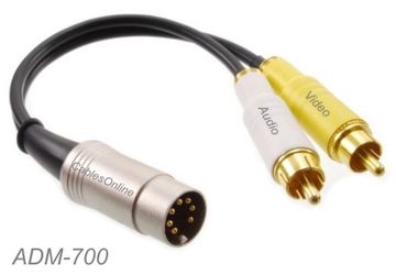 6-inch DIN-7 Male to 2-RCA Male Coleco ADAM to TV Audio/Video Cable
