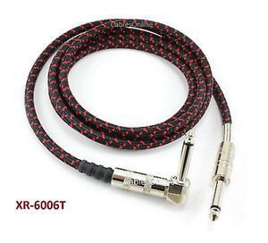 6ft 1/4" Mono Male to Right-Angle Male Woven Guitar/Bass Cable