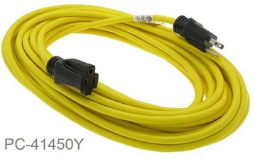 50ft 3-Prong 14/3 AWG SJTW Heavy Duty Power Extension Cord, Yellow