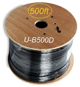 500ft CAT5E 24 AWG Copper Direct Burial Outdoor Gel Filled Bulk Cable, Black